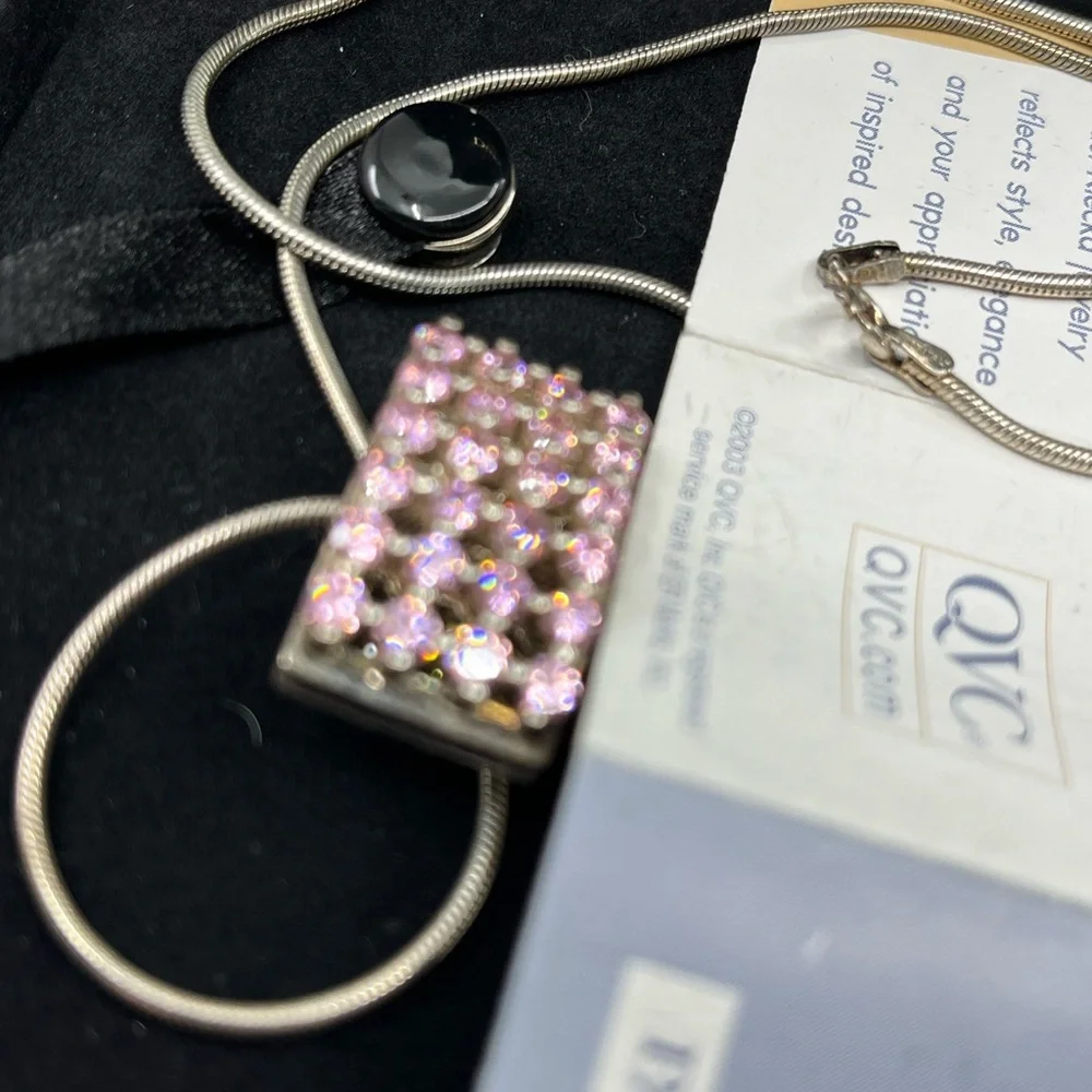 Paul Klecka Sterling Silver Diamonique Pendant Necklace – Pink & Yellow Stones - Picture 15 of 16